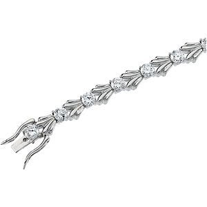 CZ Fancy Sterling Silver Tennis Bracelet, 7.25"