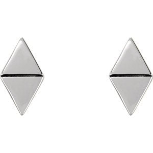 Platinum Geometric Triangle Stud Earrings