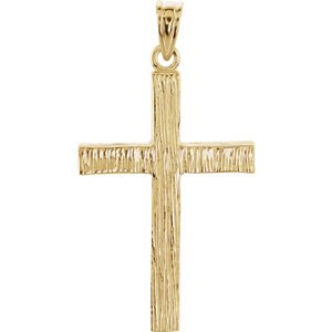 Rugged Cross Brushed 14k Yellow Gold Pendant (30X20MM)