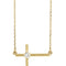 Diamond Sideways Cross 14k Yellow Gold Necklace, 16"-18" (.1 Ct, G-H Color, I1 Clarity)