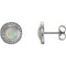 Opal and Diamond Halo-Style Earrings, Sterling Silver (5MM) (.2 Ctw, G-H Color, I1Clarity)