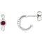 Ruby J-Hoop Earrings, Rhodium-Plated 14k White Gold