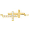 Diamond Double Sideways Cross Rhodium-Plated 14k Yellow Gold Bracelet, Adjustable 6-8" (.20 Ctw, HIJ Color, I3 Clarity)