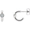 White-Sapphire J-Hoop Earrings, Rhodium-Plated 14k White Gold