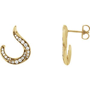 Diamond Crescent Earrings, 14k Yellow Gold (.375 Ctw, GH Color, I1 Clarity)