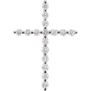 Diamond Cross Rhodium-Plated 14k White Gold Pendant (.5 Ctw, G-H Color, I1 Clarity)