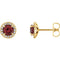 Mozambique Garnet and Diamond Halo-Style Earrings, 14k Yellow Gold (4MM) (.125 Ctw, G-H Color, I1 Clarity)