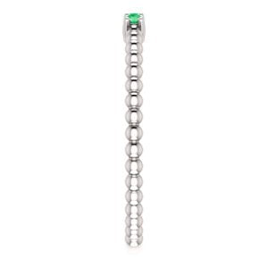 Chatham Created Emerald Beaded Ring, Rhodium-Plated 14k White Gold, Size 7.25