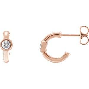 Diamond J-Hoop Earrings, 14k Rose Gold (0.2 Ctw, G-H Color, I1 Clarity)