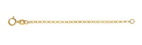 1.5mm 14k Yellow Gold Hollow Belcher Rolo Chain Necklace Extender and Safety Chain, 3"