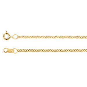 1.5mm 14k Yellow Gold Solid Cable Chain, 16"