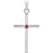 Ruby Cross Rhodium-Plated 14k White Gold Pendant (22.8x11.3MM)