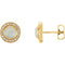 Opal and Diamond Halo-Style Earrings, 14k Yellow Gold (6MM) (.2 Ctw, G-H Color, I1 Clarity)