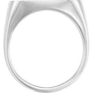 Men's Closed Back Signet Ring, Rhodium-Plated 10k White Gold (20mm)