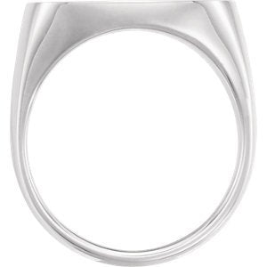 Men's Closed Back Signet Ring, Rhodium-Plated 14k White Gold (20mm)