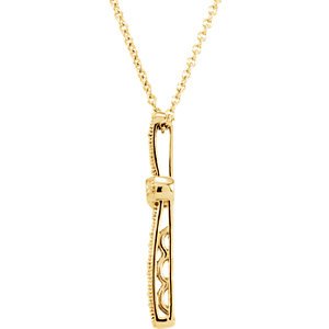Diamond Cross Rhodium-Plated 14k Yellow Gold Necklace, 18" (.05 Ctw, H+ Color, I1 Clarity)