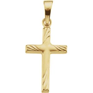 14k Yellow Gold Engraved Cross Pendant (17.5x12 MM)