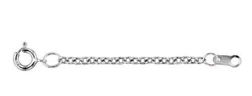 1.5mm 14k White Gold Solid Cable Chain Necklace Extender or Safety Chain, 2.25"