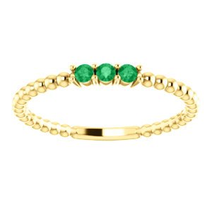 Chatham Created Emerald Beaded Ring, 14k Yellow Gold, Size 6