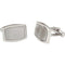 Satin Brushed and Polished Rectangle Stainless Steel Cuff Links, Bullet Backs