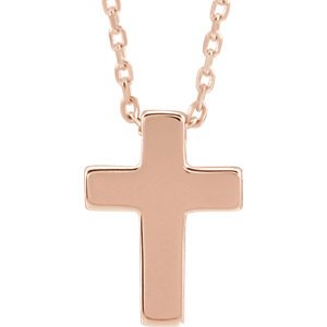 Petite Cross 14k Rose Gold Pendant Necklace 16" and 18"