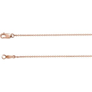 1mm 14k Rose Gold Solid Cable Chain, 16"