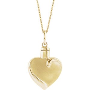 Heart Ash Holder 10k Yellow Gold Pendent Necklace with Packaging, 18" (27.00X16.00 MM)