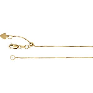 14k Yellow Gold Snake Chain, Adjustable to 22"
