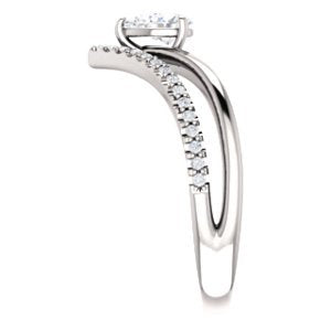 White Sapphire Pear and Diamond Chevron Platinum Ring ( .145 Ctw, G-H Color, SI2-SI3 Clarity)