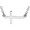 Sideways Cross Rhodium-Plated 14k White Gold Necklace, 16-18" (22X11.5 MM)