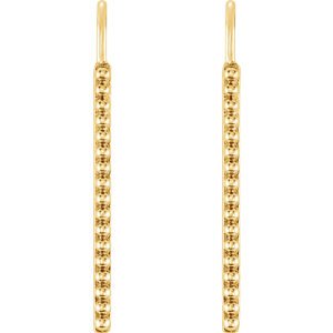 Bead Trim Dangle Earrings, 14k Yellow Gold