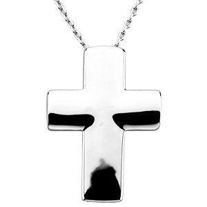 Sterling Silver Covenant of Prayer Unadorned Cross Necklace, 18"