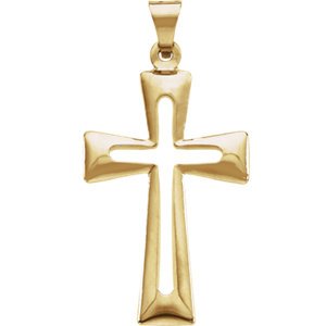 Cut-Out Cross 14k Yellow Gold Pendant (27.50X18.00 MM)