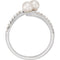 White Freshwater Cultured Pearl, Diamond Bypass Ring, Sterling Silver (4.5-5 mm)(.16Ctw, Color G-H, Clarity SI2-SI3)