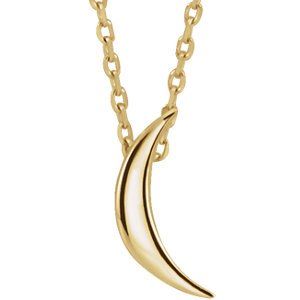 14k Yellow Gold Crescent Necklace, 16-18"