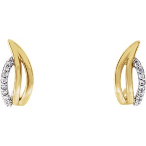 Diamond Freeform J-Hoop Earrings, Rhodium-Plated 14k Yellow and White Gold (.1 Ctw, G-H Color, I1 Clarity )