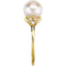 Freshwater Cultured White Pearl and Diamond Ring, 7.5 MM - 8.00 MM,1/8 CT TW, 14k Yellow Gold, Size 6