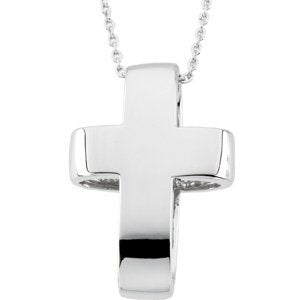 Sterling Silver Garnet Reversible Healing Cross Pendant Necklace, 18"