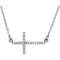 22-Stone Diamond Sideways Cross Platinum Pendant Necklace, 16-18" (1/10 Cttw)