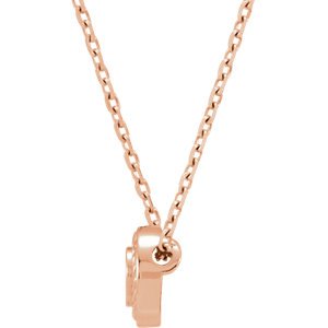 Diamond Solitaire Rope Trim 14k Rose Gold Pendant Necklace, 16 " (0.1 Cttw)