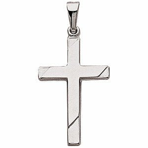 Men's Hollow Cross 14k White Gold Necklace, 18"