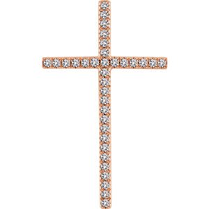 Diamond Latin Cross Pendant, 14k Rose Gold (1.00 Ctw, H+ Color, I1 Clarity)