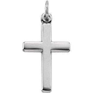 Petite Cross Rhodium-Plated 14k White Gold Pendant (16.5X12 MM)