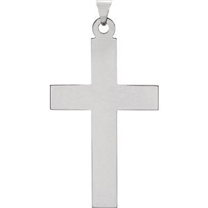 Latin Cross Rhodium-Plated 14k White Gold Pendant(22.3X12MM)