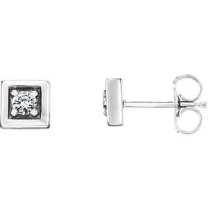 Platinum Diamond Square Earrings (.125 Ctw,GH Color,SI2-SI3 Clarity)