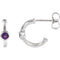 Amethyst J-Hoop Earrings, Rhodium-Plated 14k White Gold