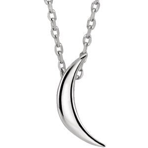 14k White Gold Crescent Necklace, 16-18"