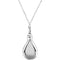 White CZ Teardrop Ash Holder Necklace, Rhodium Plate Sterling Silver, 18"