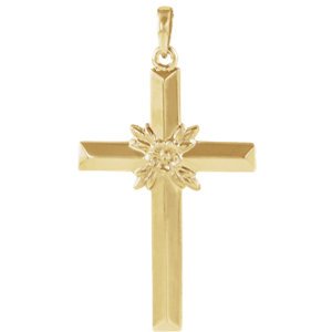 Men's Rose of Sharon Cross 14k Yellow Gold Pendant