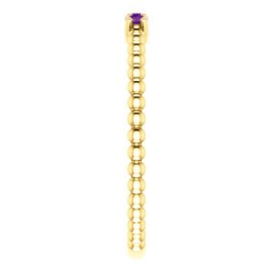 Amethyst Beaded Ring, 14k Yellow Gold, Size 7.75